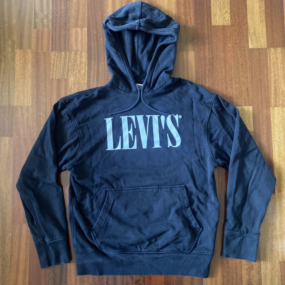 Levi's Men's Hoodie Size Small Black With White Print